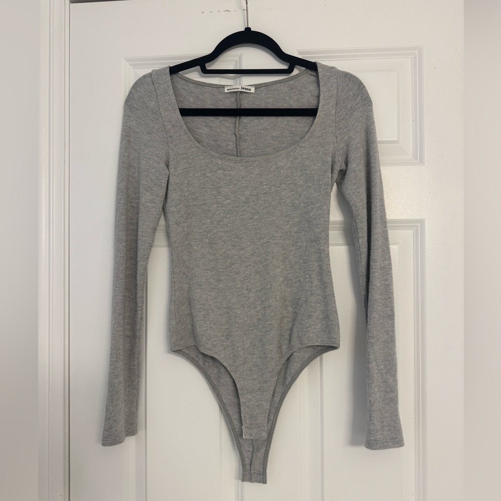 Reformation knit bodysuit in heather gray